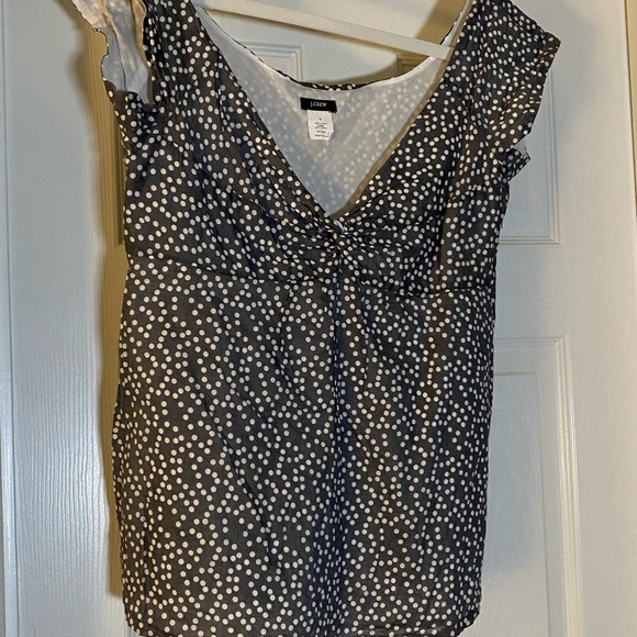 J.Crew Gray with White Polka Dots top - Picture 1 of 4